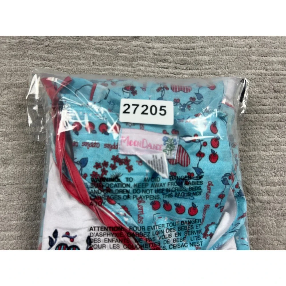 Moon Dance House Dress Women L Blue Fruit Hearts Snap Front Vintage Duster 93124 - Picture 13 of 13